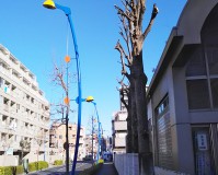 東京都府中市道路街路灯の塗装工事の施工事例（20210421）