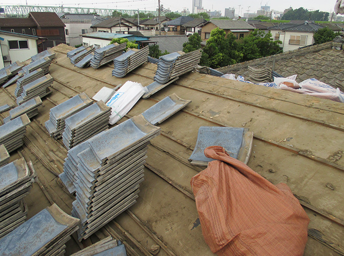 千葉県松戸市の瓦屋根葺き替え工事の施工前