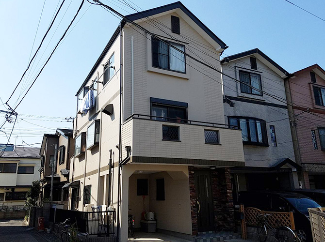 東京都足立区本木3階建住宅の外壁塗装・屋根塗装工事の施工後