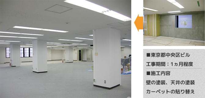 東京都中央区ビルの内部塗装工事の施工事例