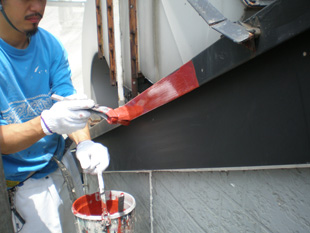 屋根塗装　下塗り：ベストシーラー 中塗り＆上塗り：サーモアイSI（遮熱塗料）　施工地域：品川区二葉