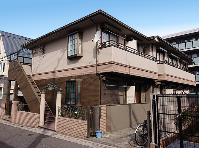 板橋区の2階建アパートの外壁塗装・屋根塗装の施工事例